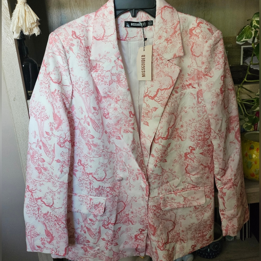 Missguided Pink Oversized Jacket And Pant Set